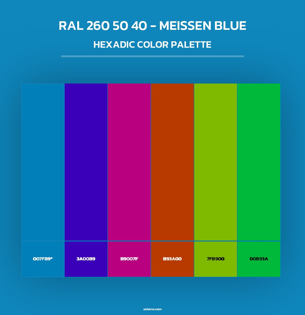 RAL 260 50 40 - Meissen Blue - Hexadic Color Palette