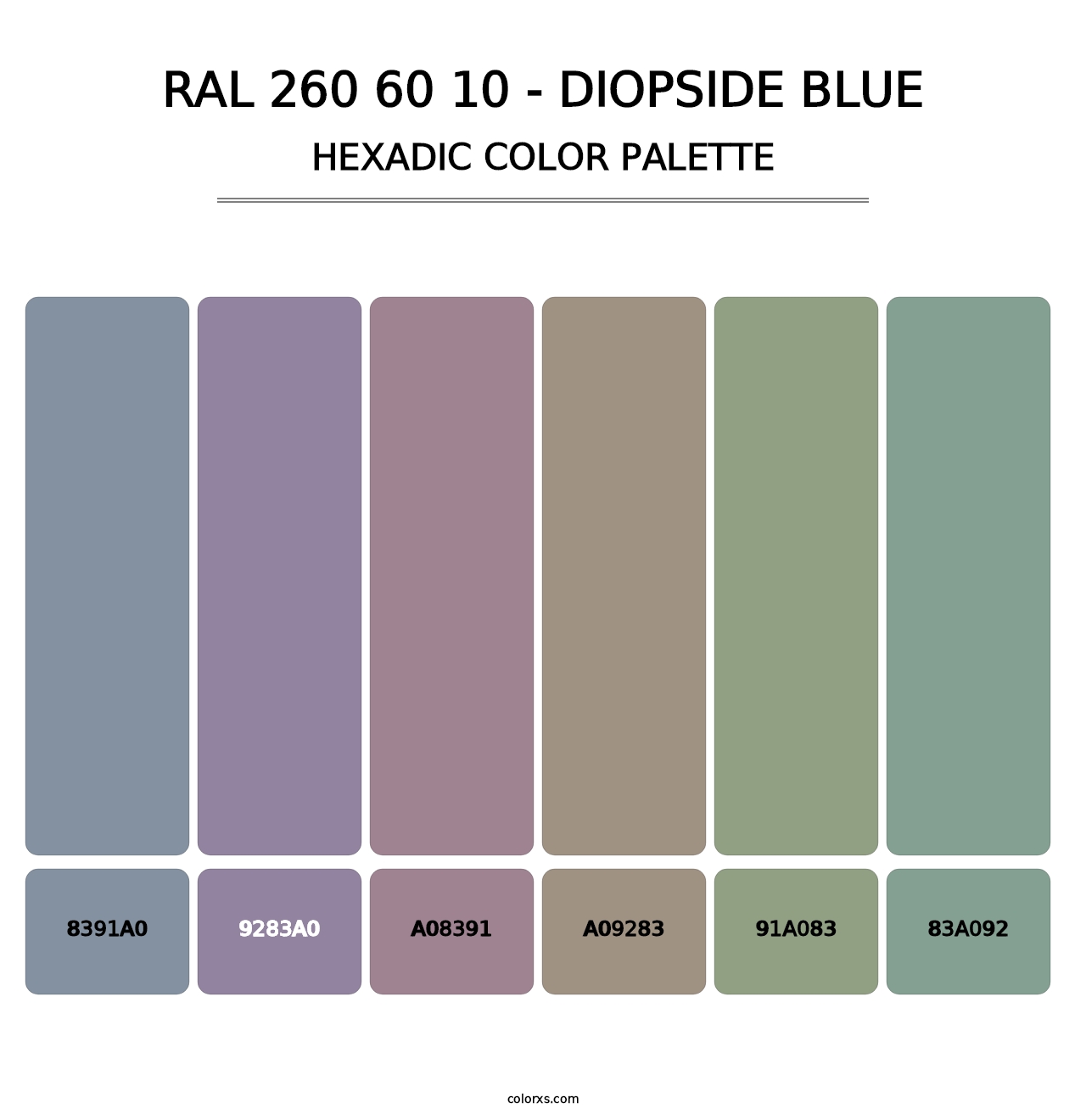RAL 260 60 10 - Diopside Blue - Hexadic Color Palette