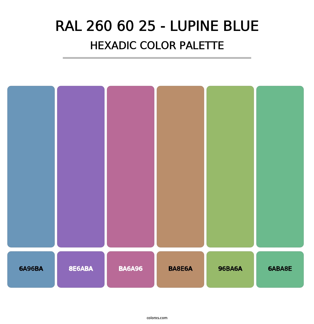 RAL 260 60 25 - Lupine Blue - Hexadic Color Palette