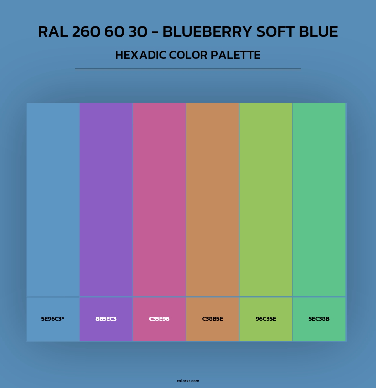RAL 260 60 30 - Blueberry Soft Blue - Hexadic Color Palette