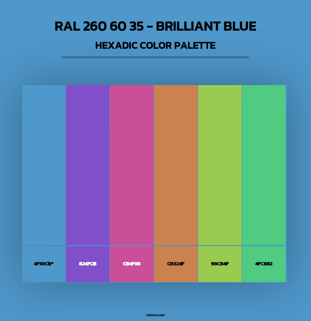 RAL 260 60 35 - Brilliant Blue - Hexadic Color Palette