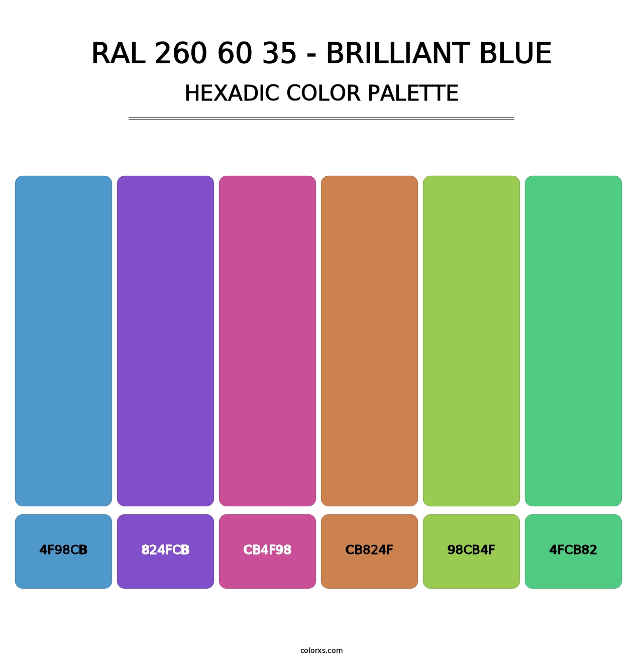RAL 260 60 35 - Brilliant Blue - Hexadic Color Palette