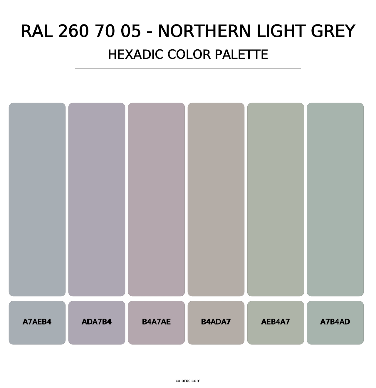 RAL 260 70 05 - Northern Light Grey - Hexadic Color Palette