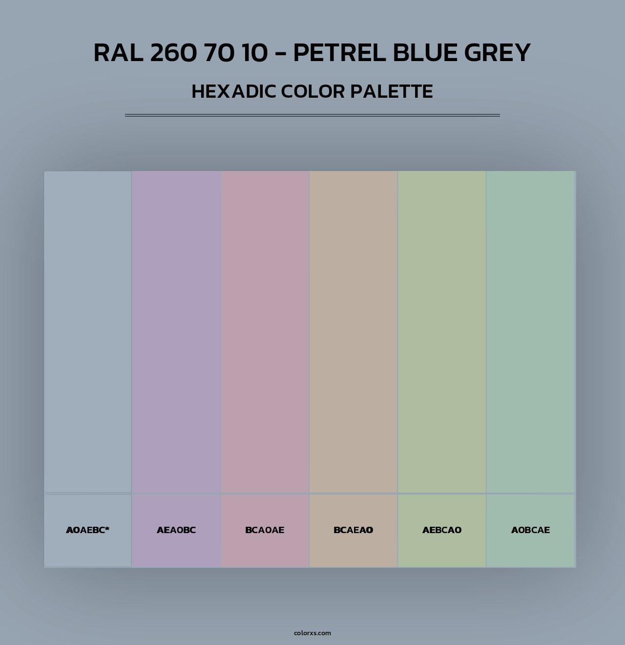 RAL 260 70 10 - Petrel Blue Grey - Hexadic Color Palette