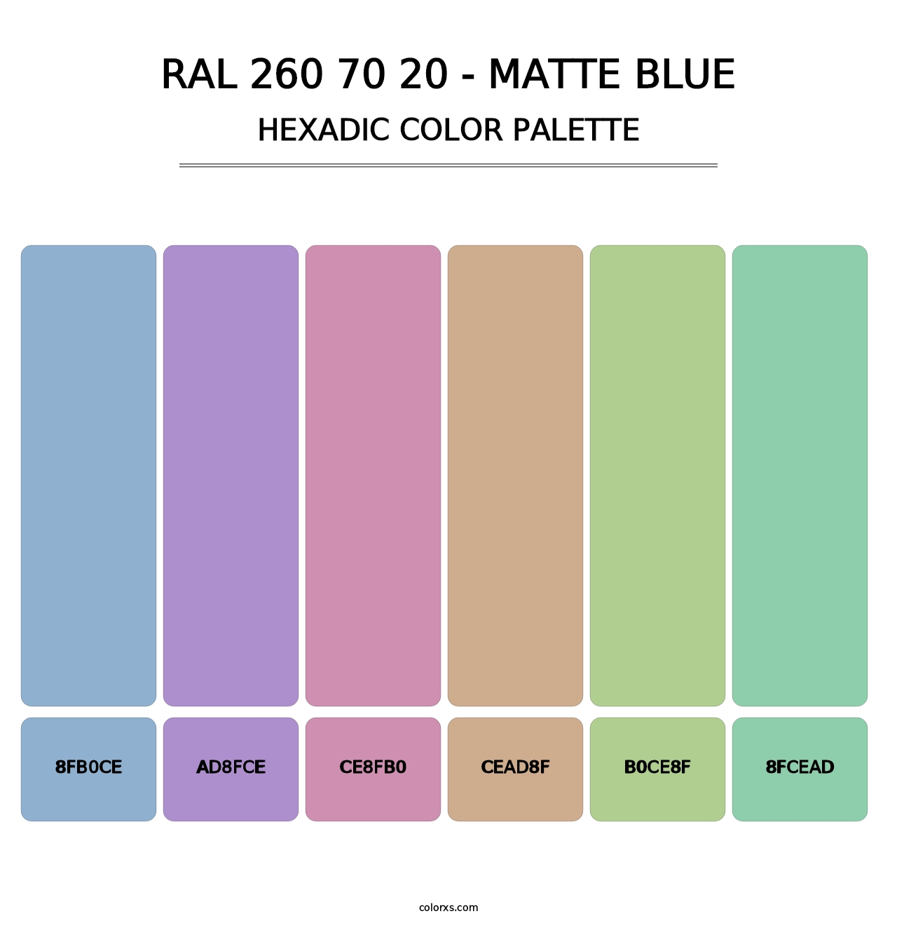 RAL 260 70 20 - Matte Blue - Hexadic Color Palette