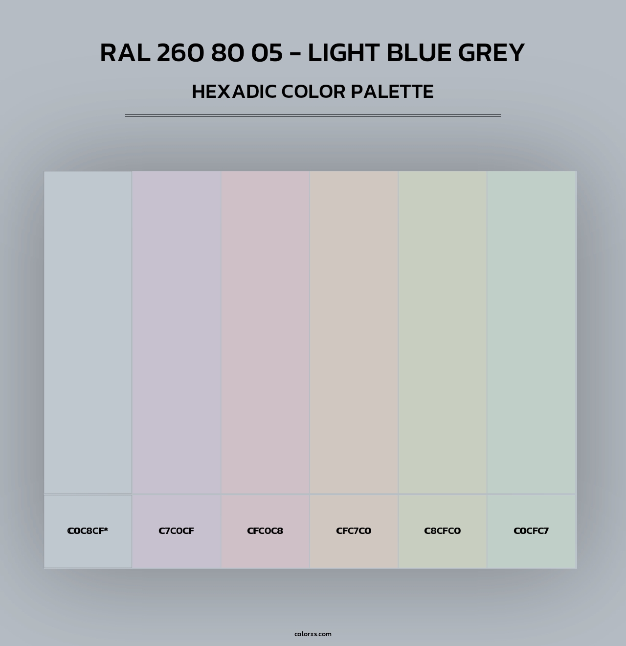 RAL 260 80 05 - Light Blue Grey - Hexadic Color Palette