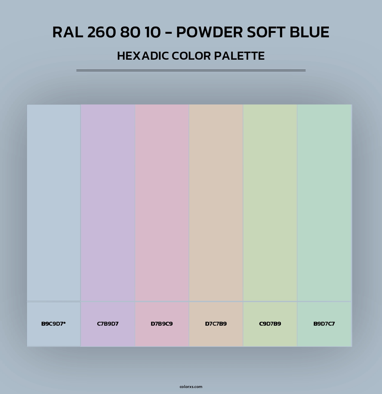 RAL 260 80 10 - Powder Soft Blue - Hexadic Color Palette