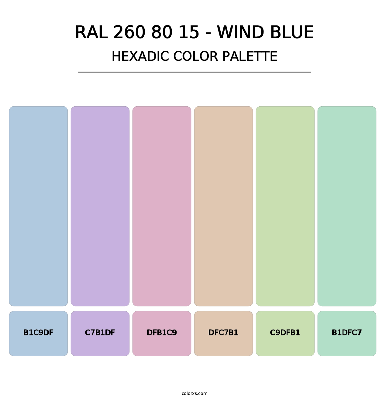 RAL 260 80 15 - Wind Blue - Hexadic Color Palette