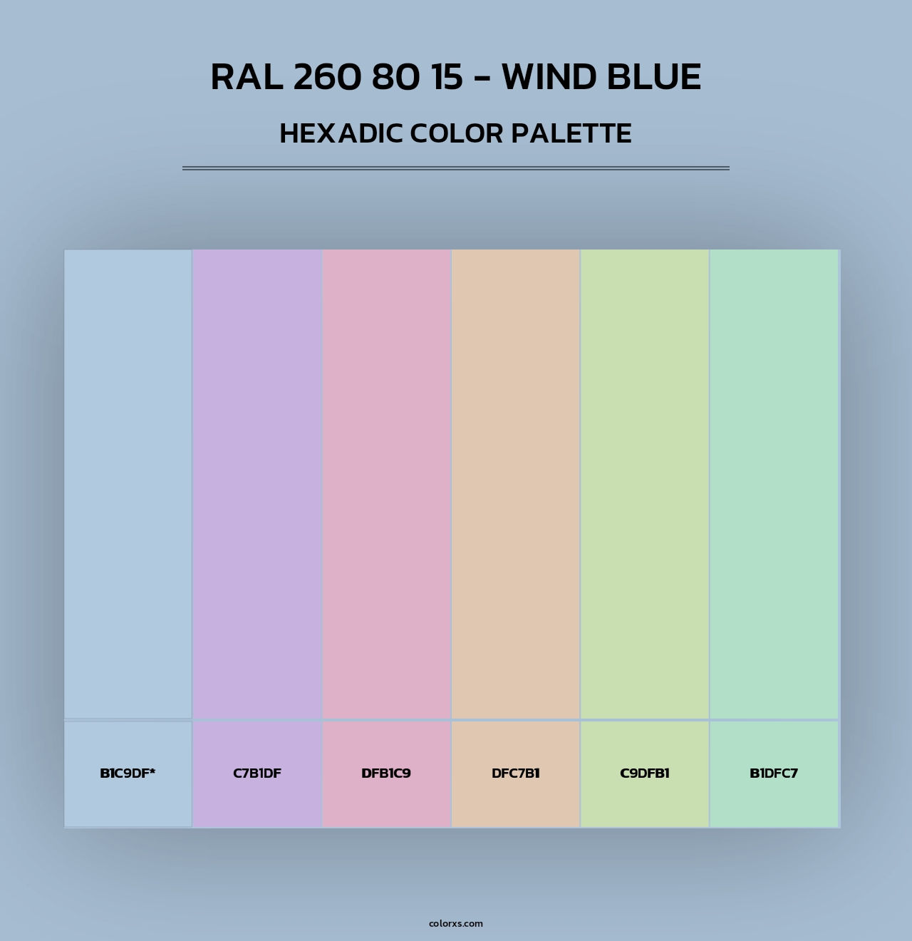 RAL 260 80 15 - Wind Blue - Hexadic Color Palette