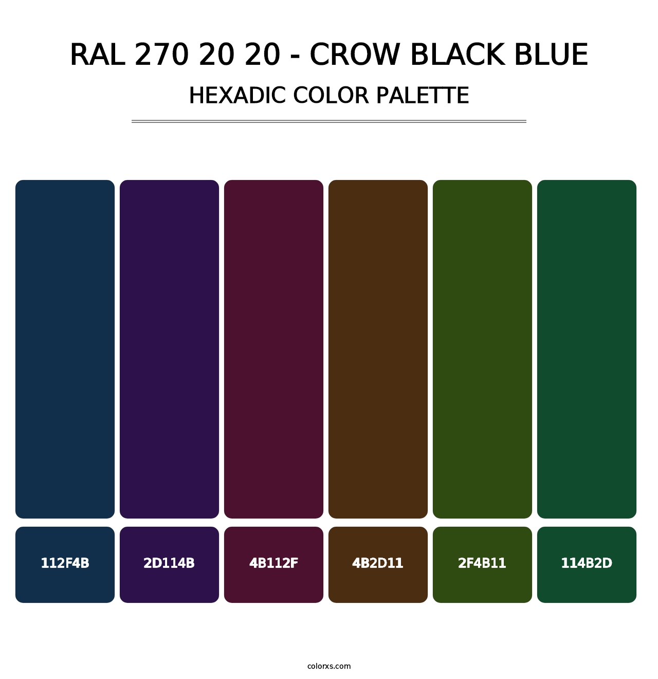 RAL 270 20 20 - Crow Black Blue - Hexadic Color Palette