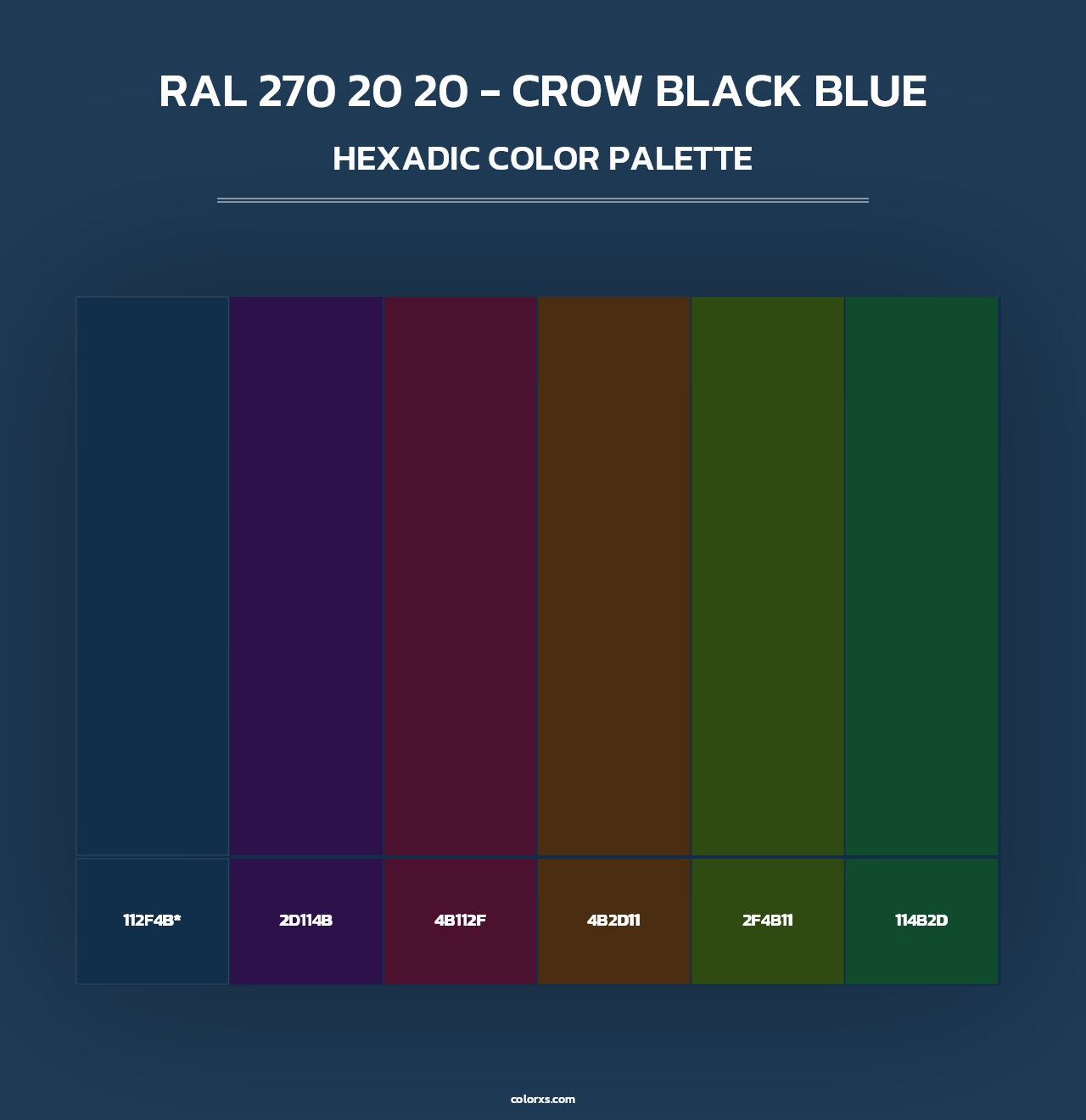 RAL 270 20 20 - Crow Black Blue - Hexadic Color Palette