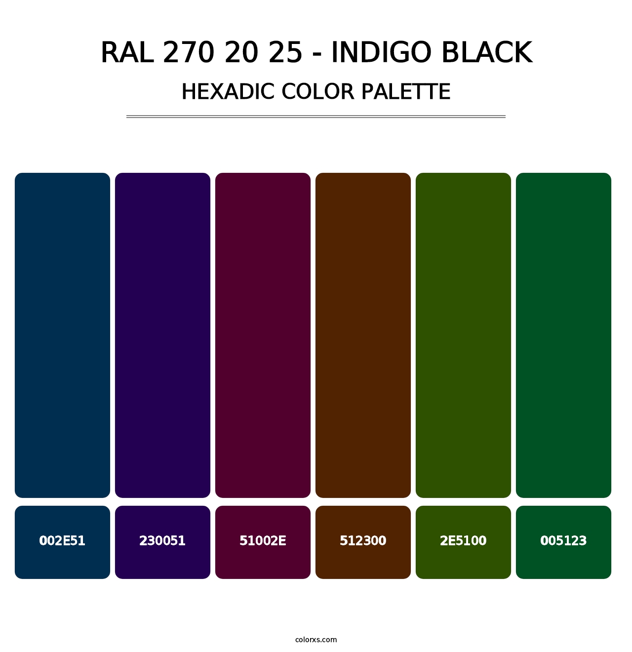 RAL 270 20 25 - Indigo Black - Hexadic Color Palette