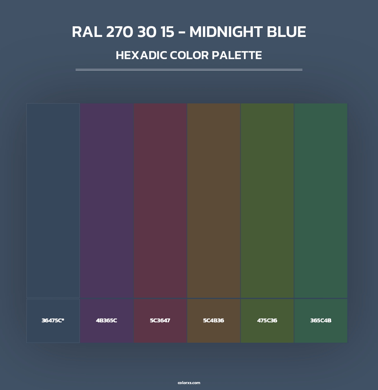 RAL 270 30 15 - Midnight Blue - Hexadic Color Palette