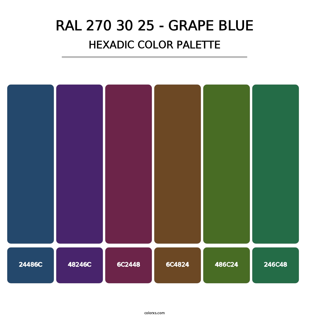 RAL 270 30 25 - Grape Blue - Hexadic Color Palette