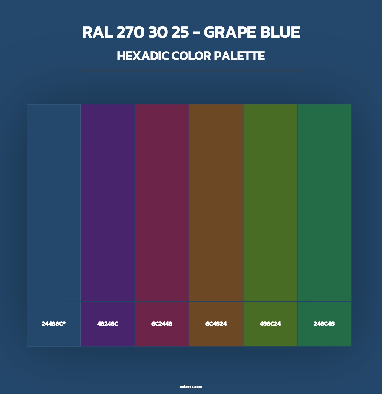 RAL 270 30 25 - Grape Blue - Hexadic Color Palette