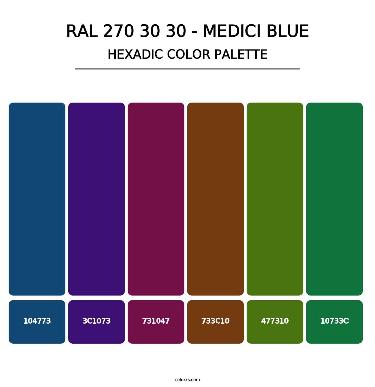 RAL 270 30 30 - Medici Blue - Hexadic Color Palette