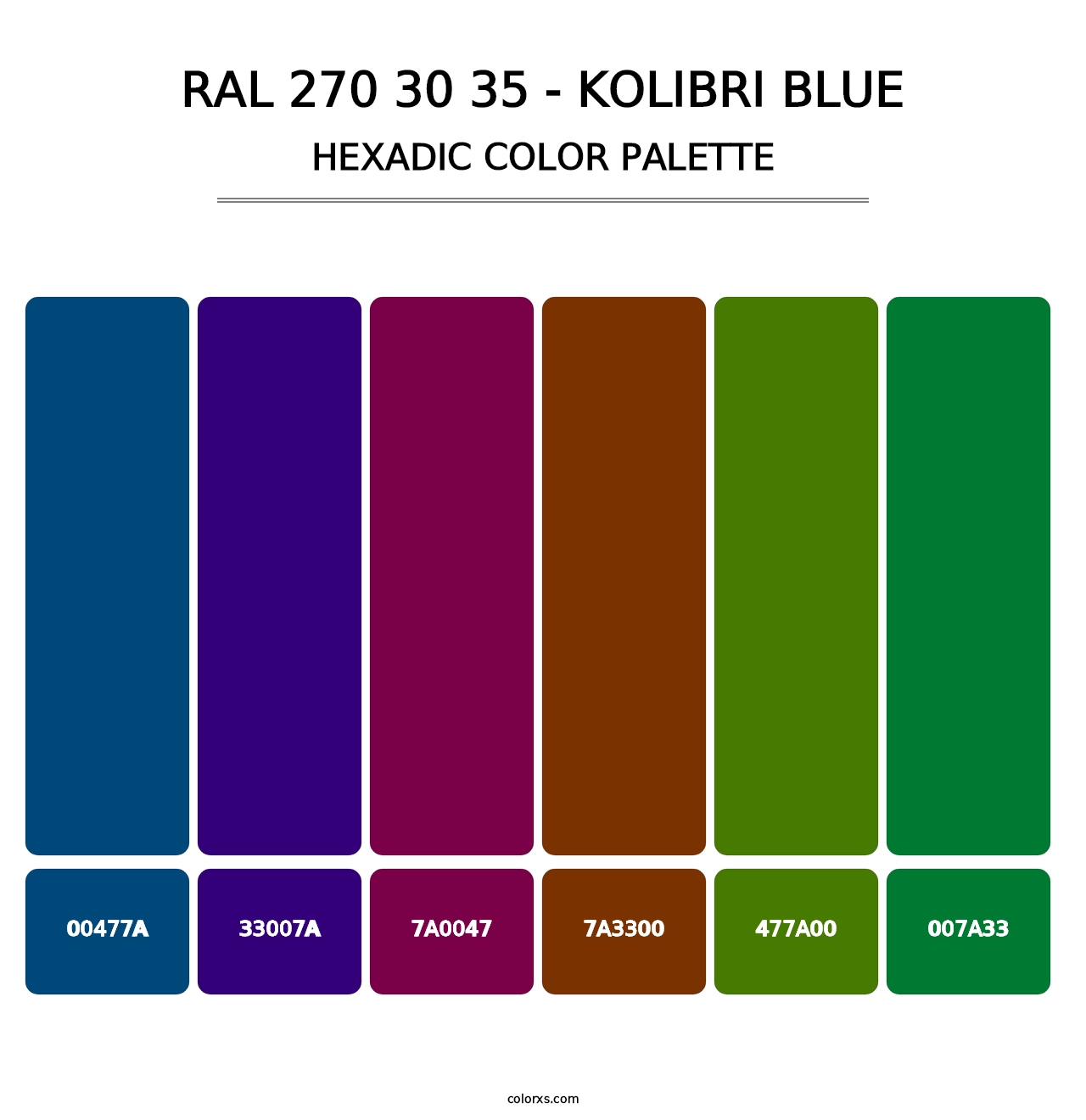 RAL 270 30 35 - Kolibri Blue - Hexadic Color Palette