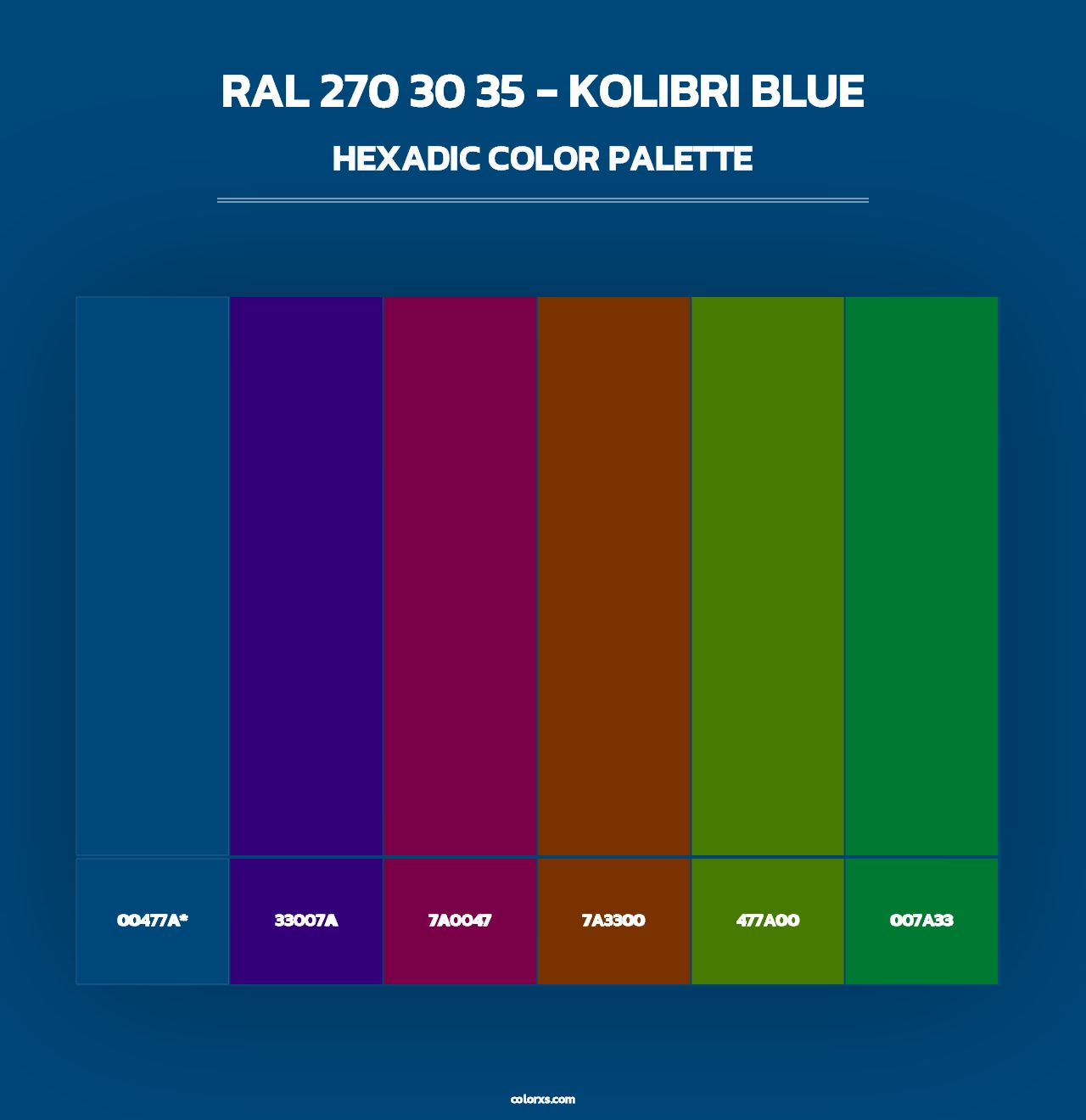 RAL 270 30 35 - Kolibri Blue - Hexadic Color Palette