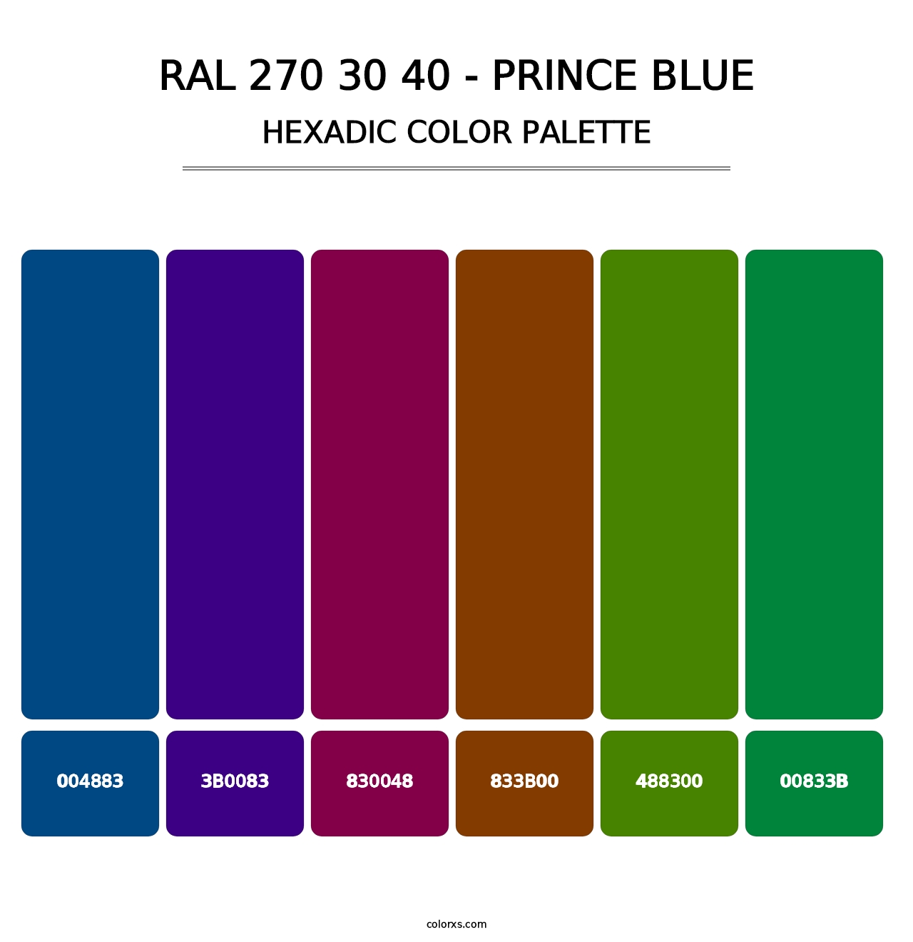 RAL 270 30 40 - Prince Blue - Hexadic Color Palette