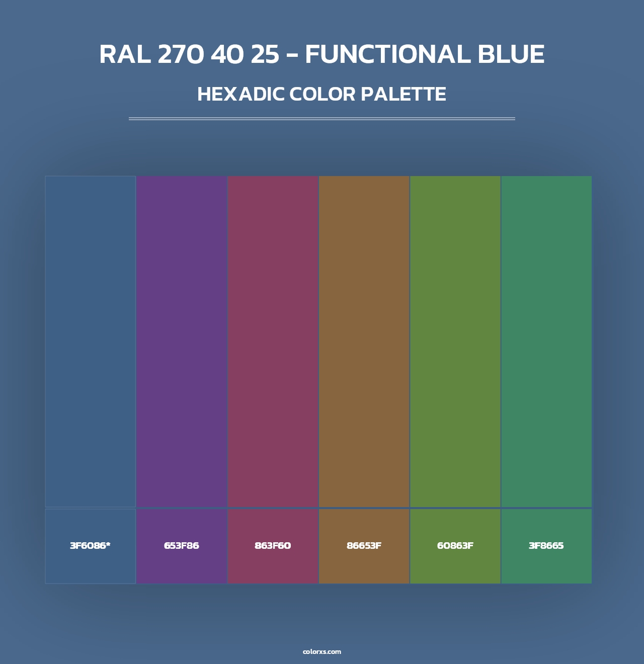 RAL 270 40 25 - Functional Blue - Hexadic Color Palette