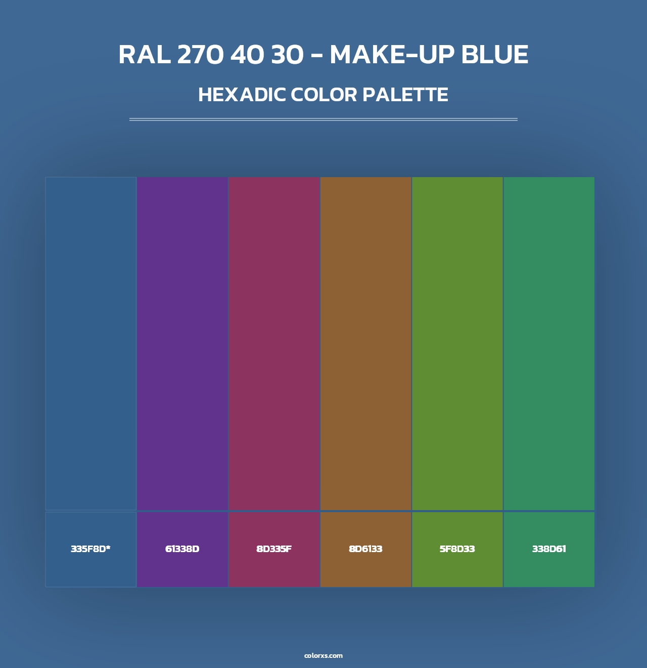 RAL 270 40 30 - Make-Up Blue - Hexadic Color Palette