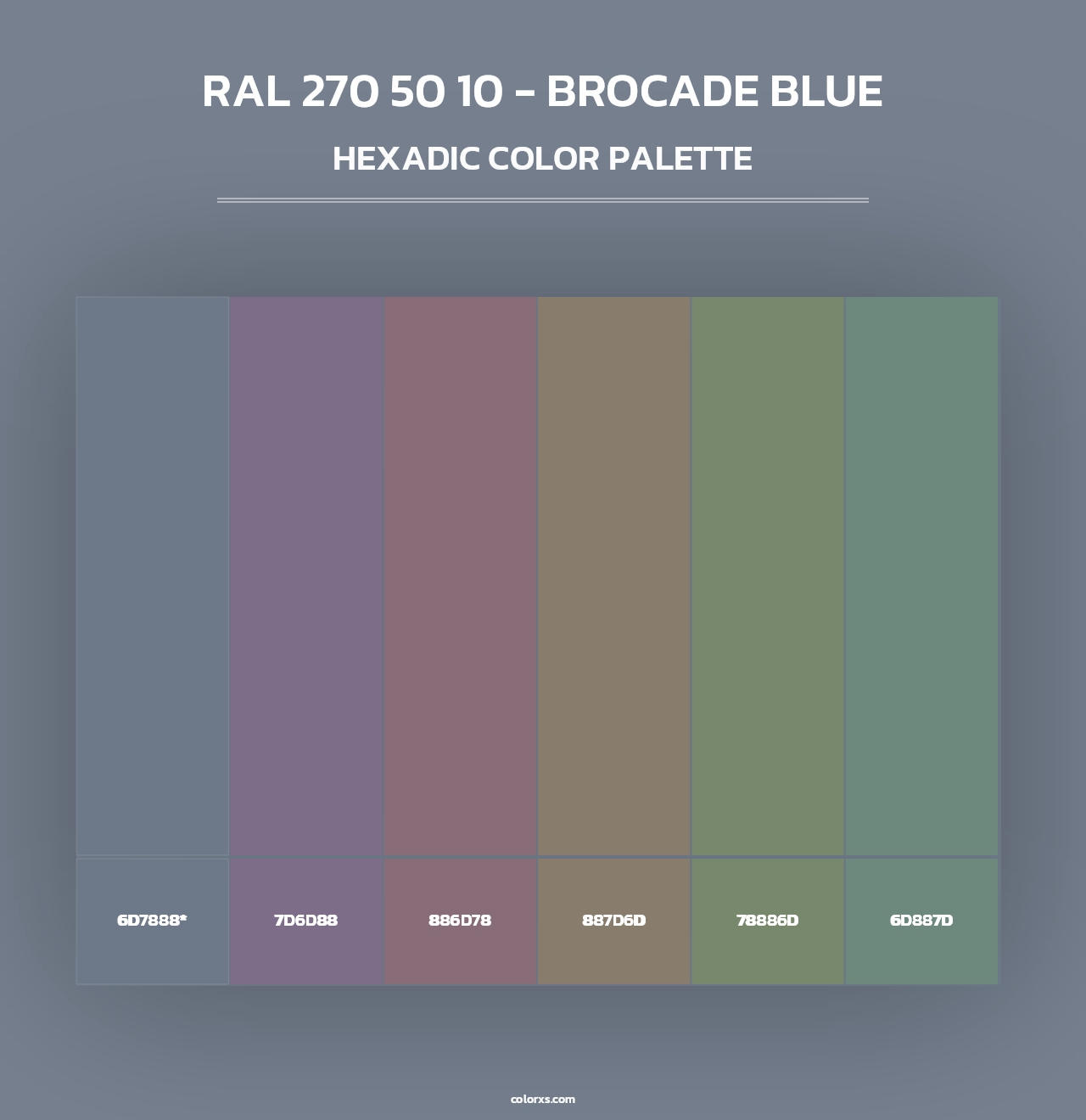 RAL 270 50 10 - Brocade Blue - Hexadic Color Palette