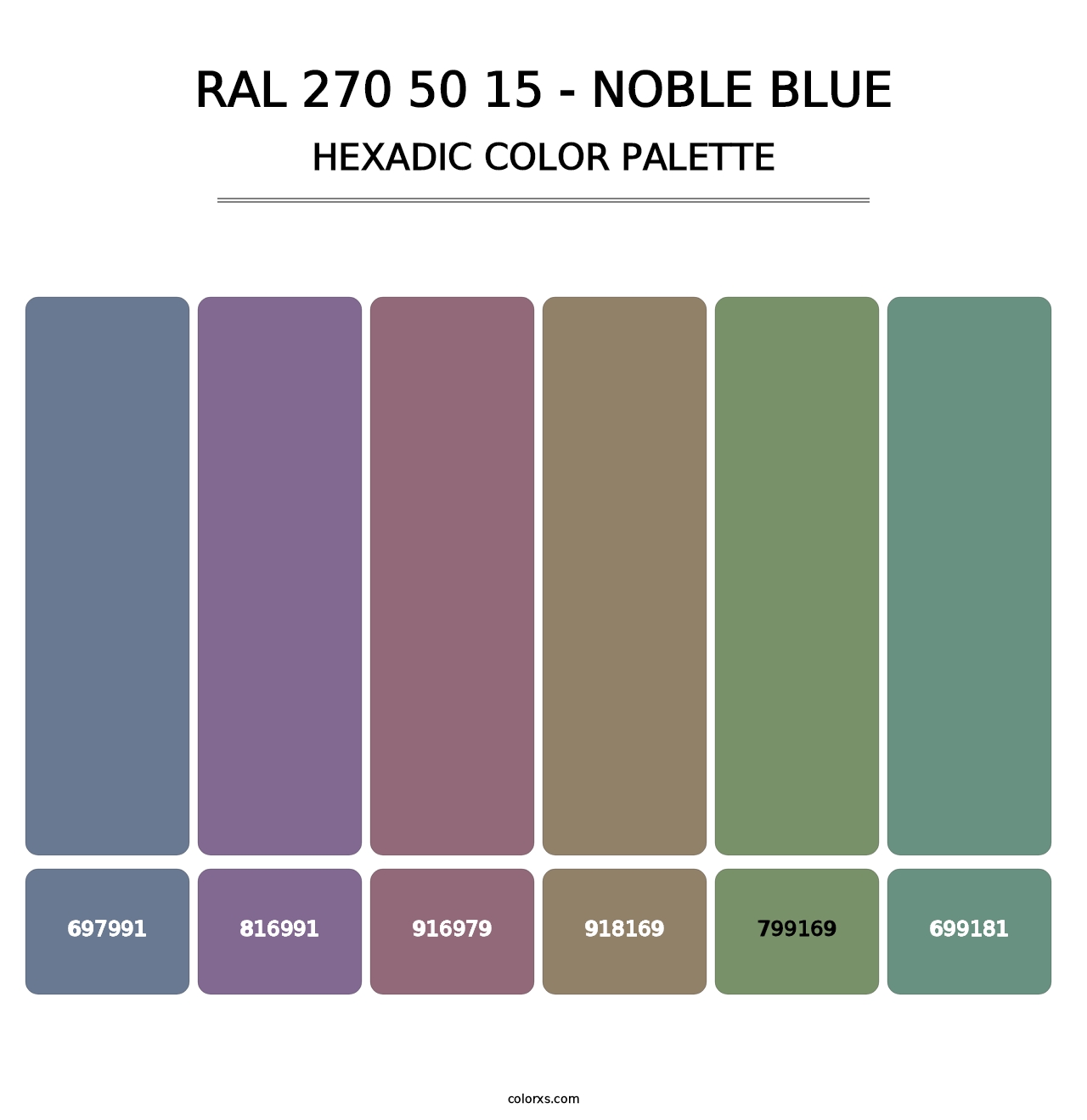RAL 270 50 15 - Noble Blue - Hexadic Color Palette