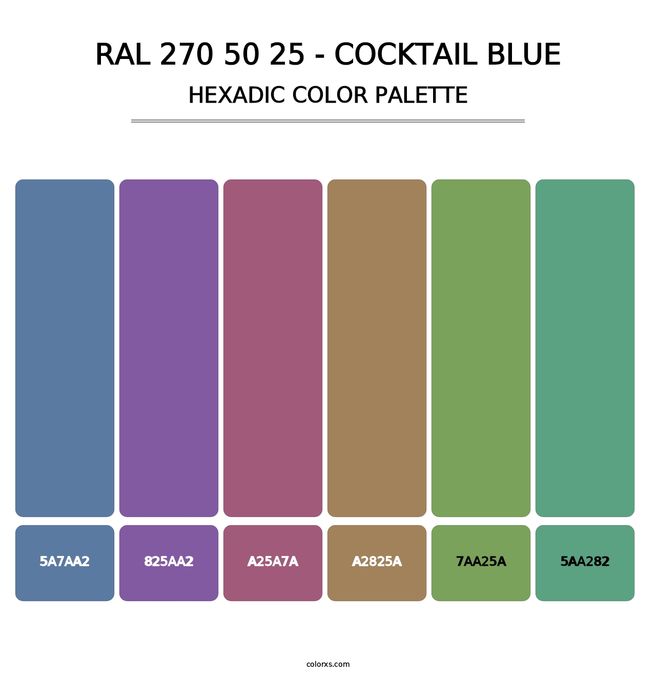 RAL 270 50 25 - Cocktail Blue - Hexadic Color Palette