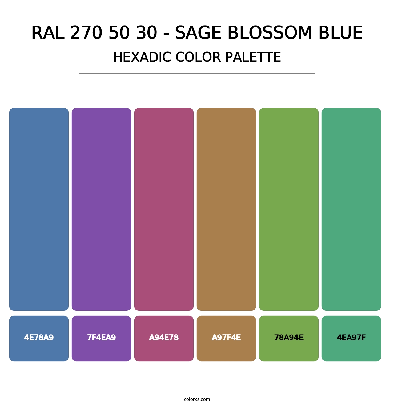 RAL 270 50 30 - Sage Blossom Blue - Hexadic Color Palette