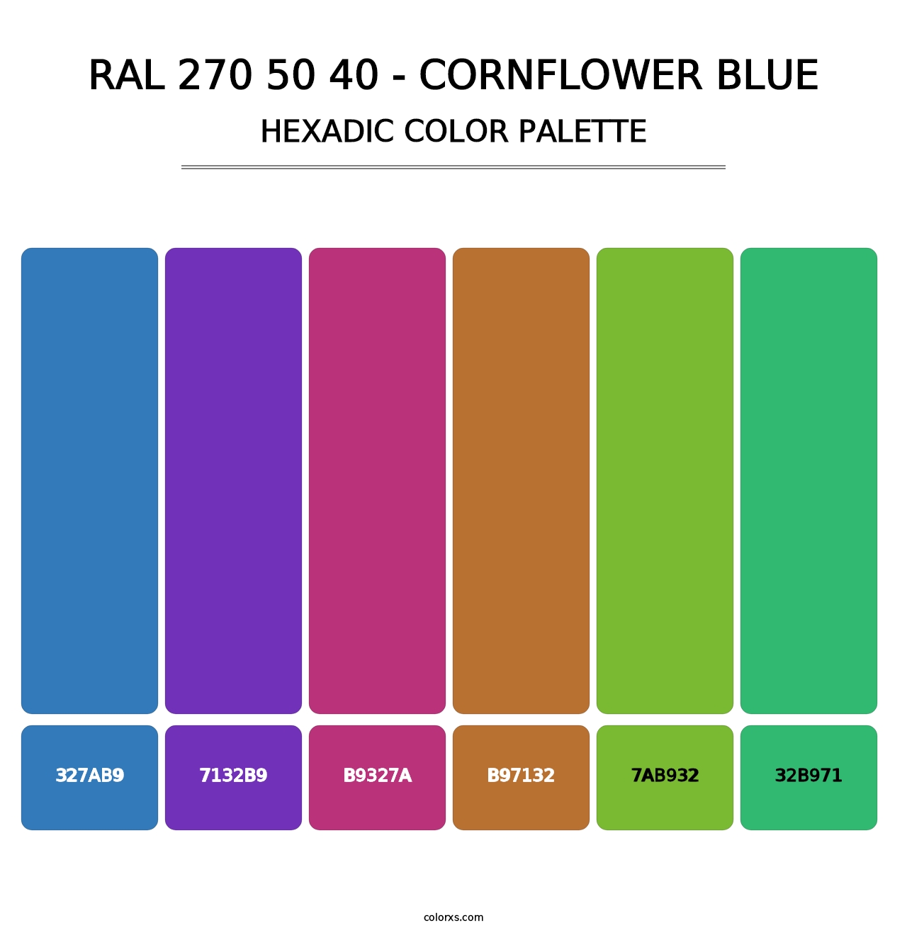 RAL 270 50 40 - Cornflower Blue - Hexadic Color Palette