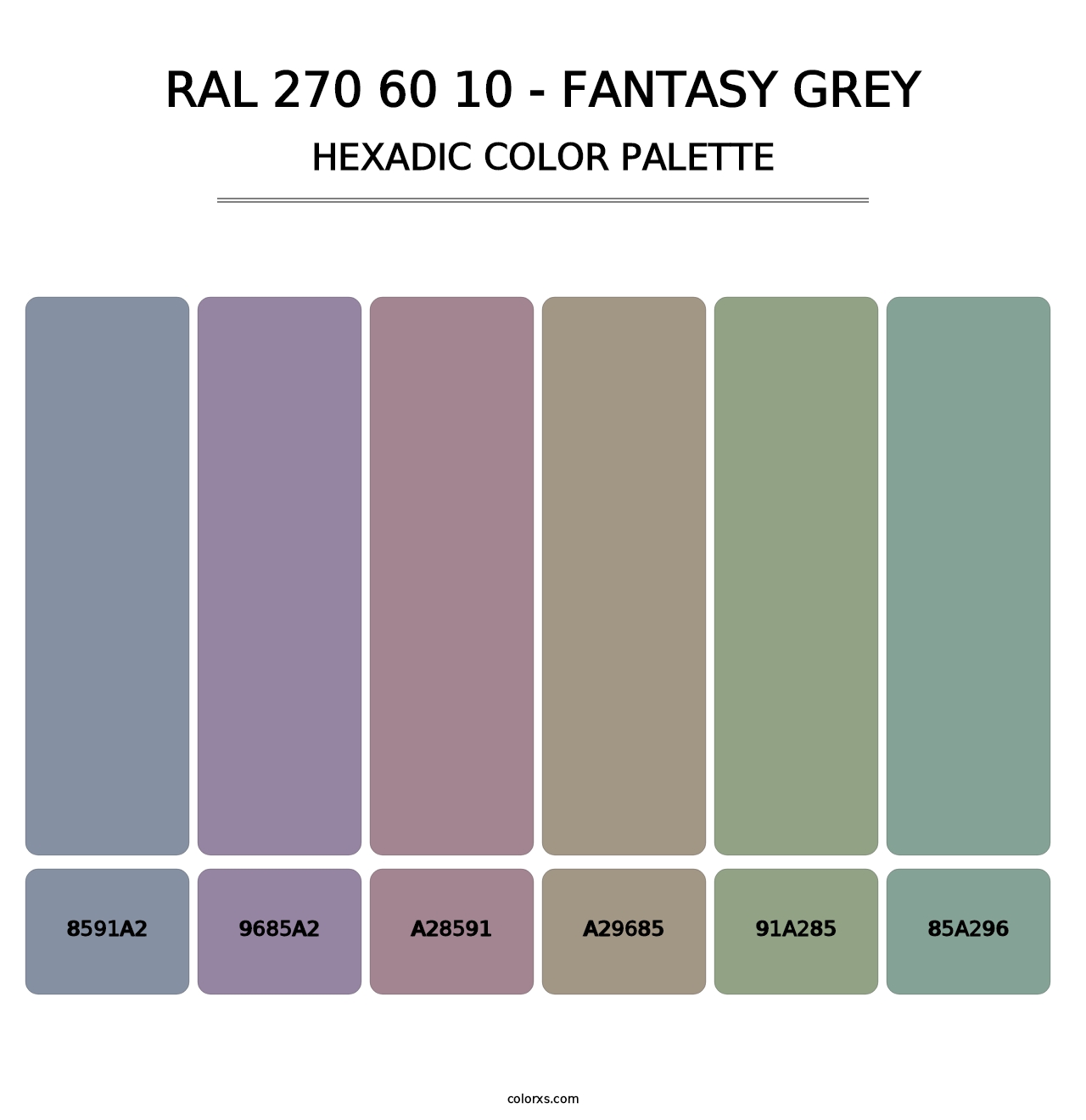 RAL 270 60 10 - Fantasy Grey - Hexadic Color Palette