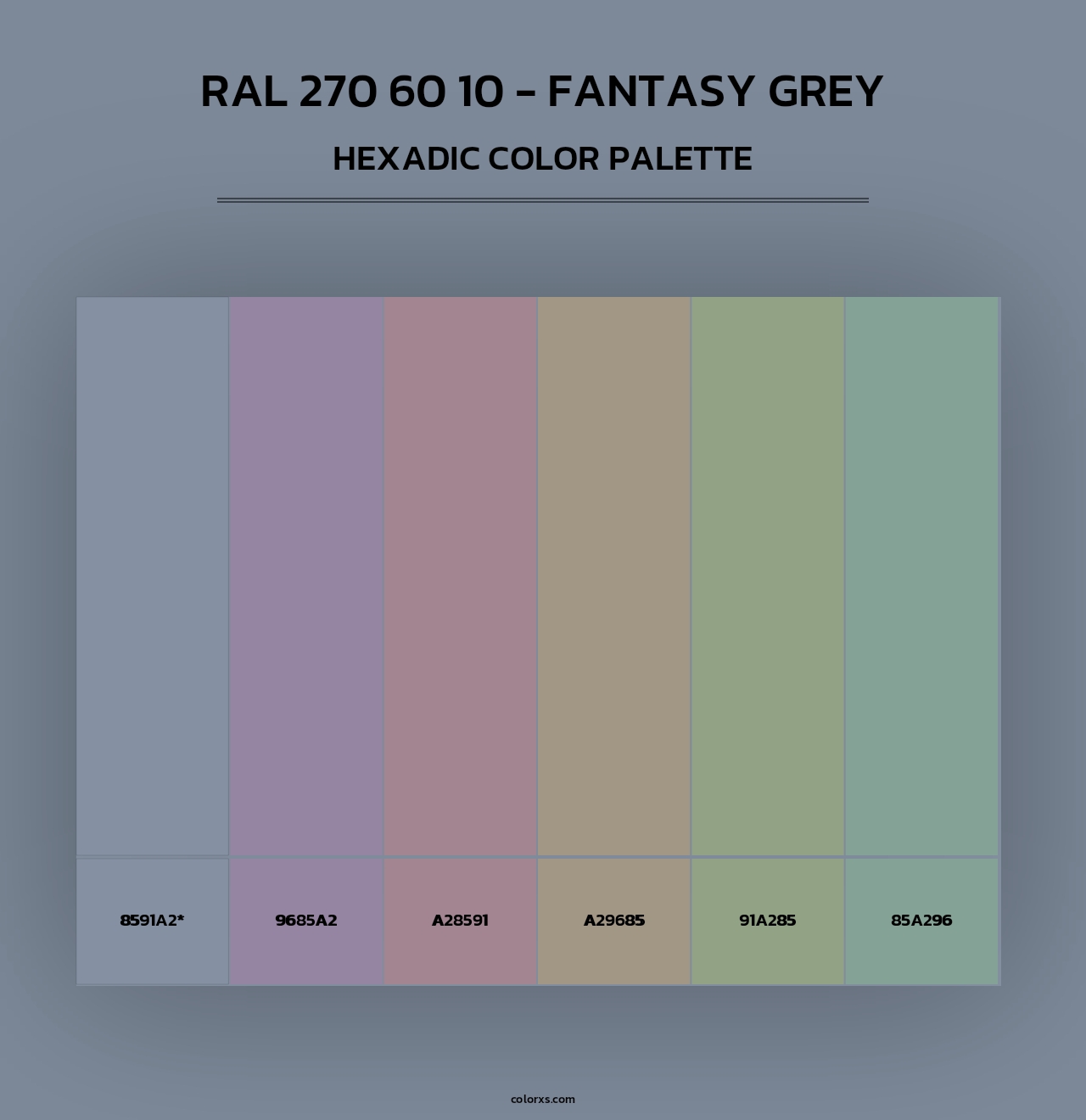 RAL 270 60 10 - Fantasy Grey - Hexadic Color Palette