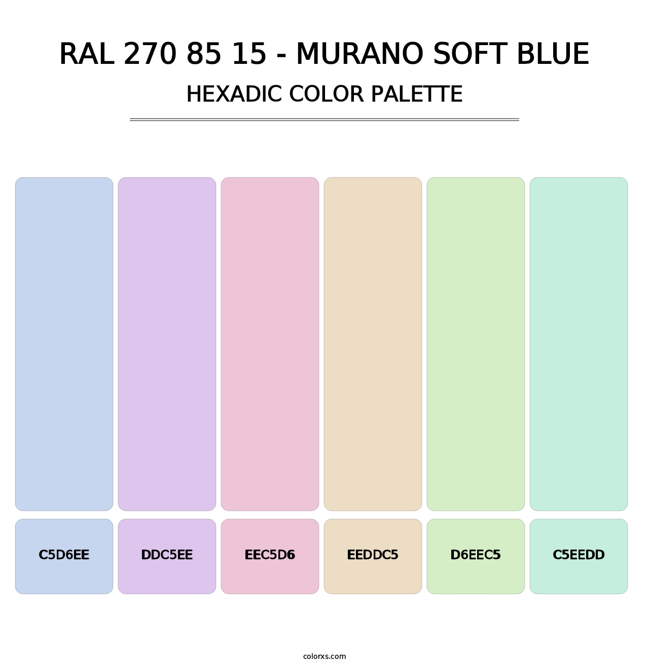 RAL 270 85 15 - Murano Soft Blue - Hexadic Color Palette