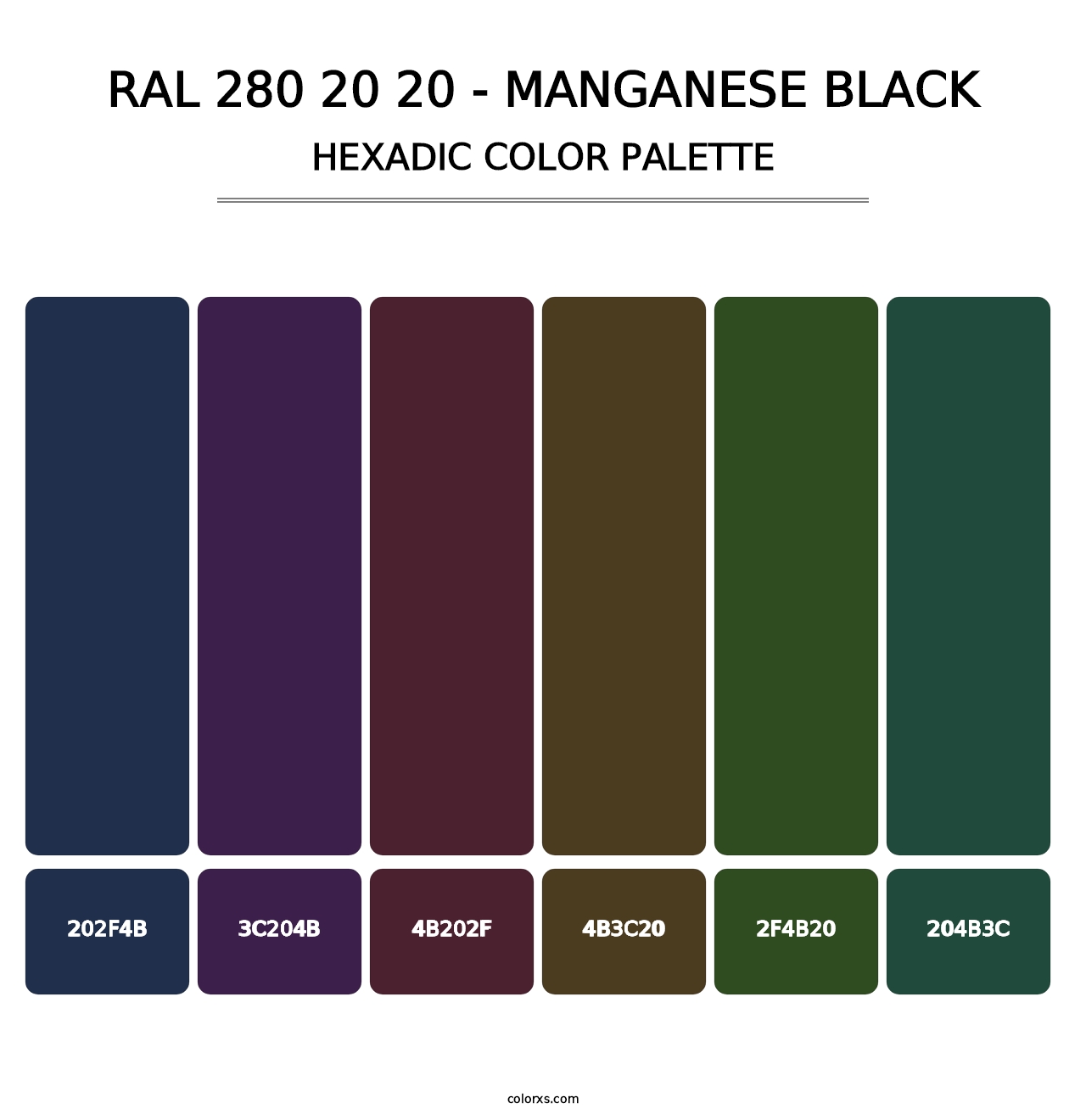 RAL 280 20 20 - Manganese Black - Hexadic Color Palette