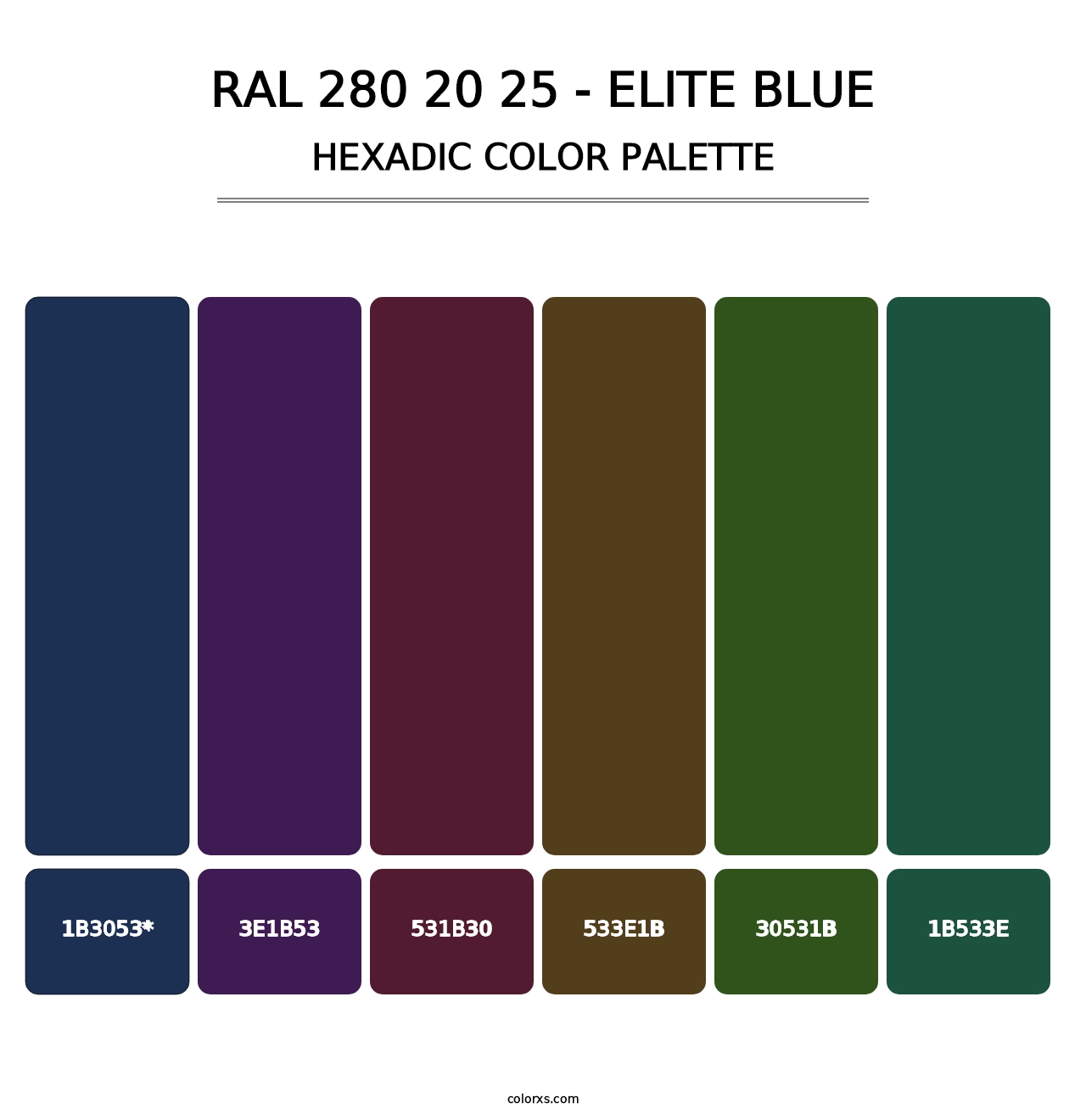 RAL 280 20 25 - Elite Blue - Hexadic Color Palette