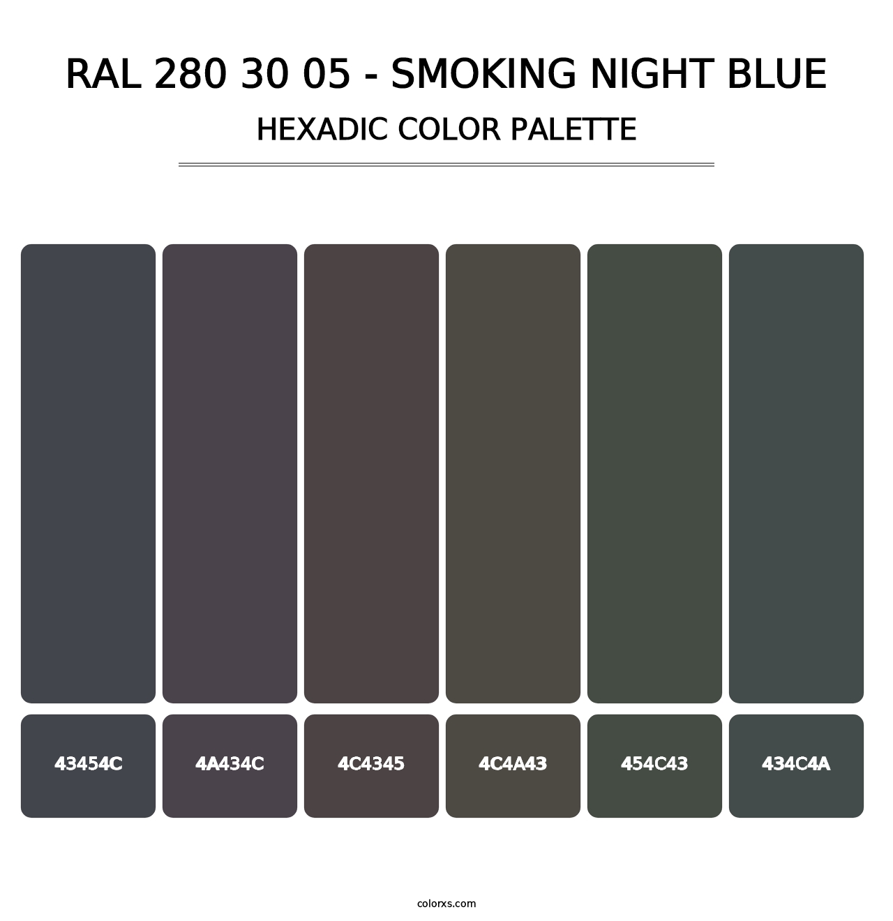 RAL 280 30 05 - Smoking Night Blue - Hexadic Color Palette