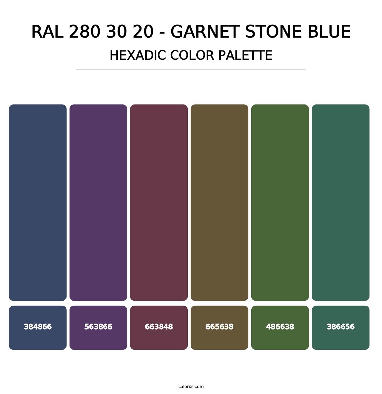 RAL 280 30 20 - Garnet Stone Blue - Hexadic Color Palette