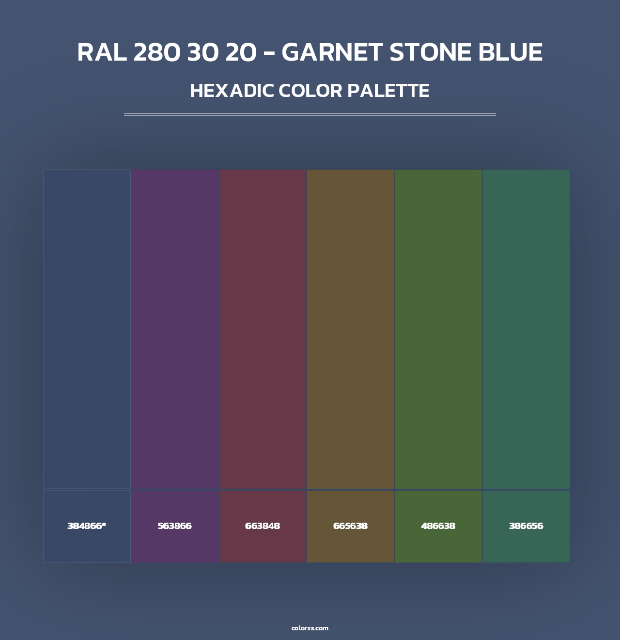 RAL 280 30 20 - Garnet Stone Blue - Hexadic Color Palette