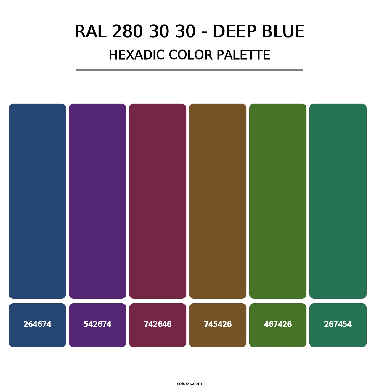 RAL 280 30 30 - Deep Blue - Hexadic Color Palette