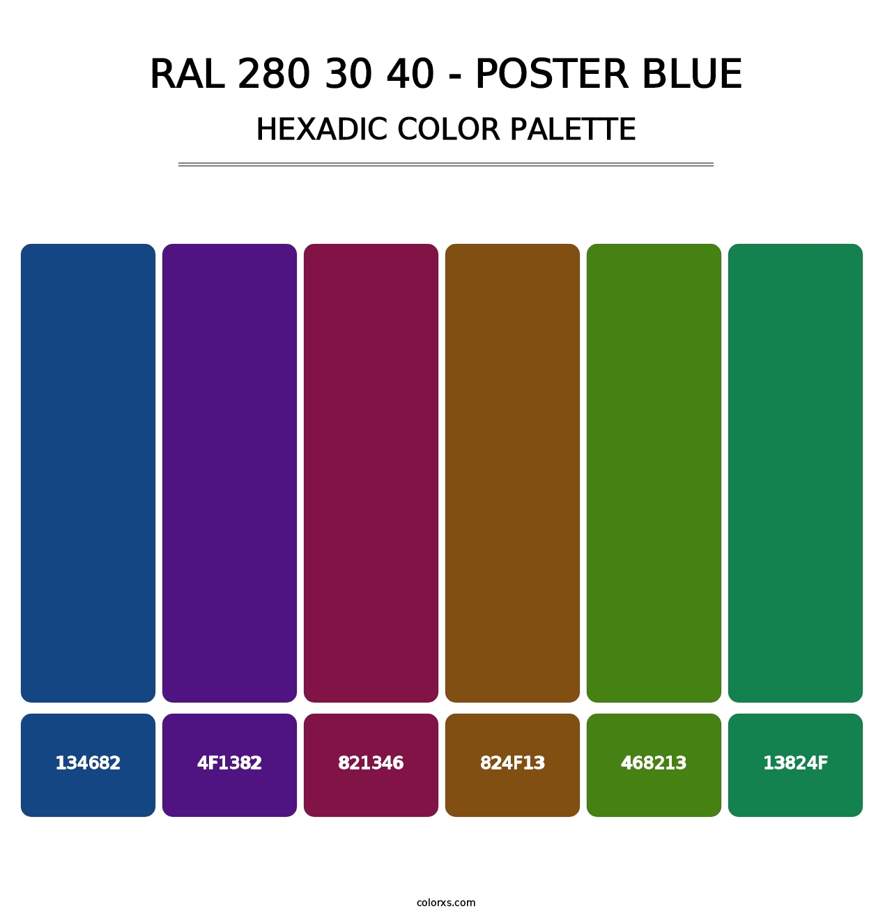 RAL 280 30 40 - Poster Blue - Hexadic Color Palette