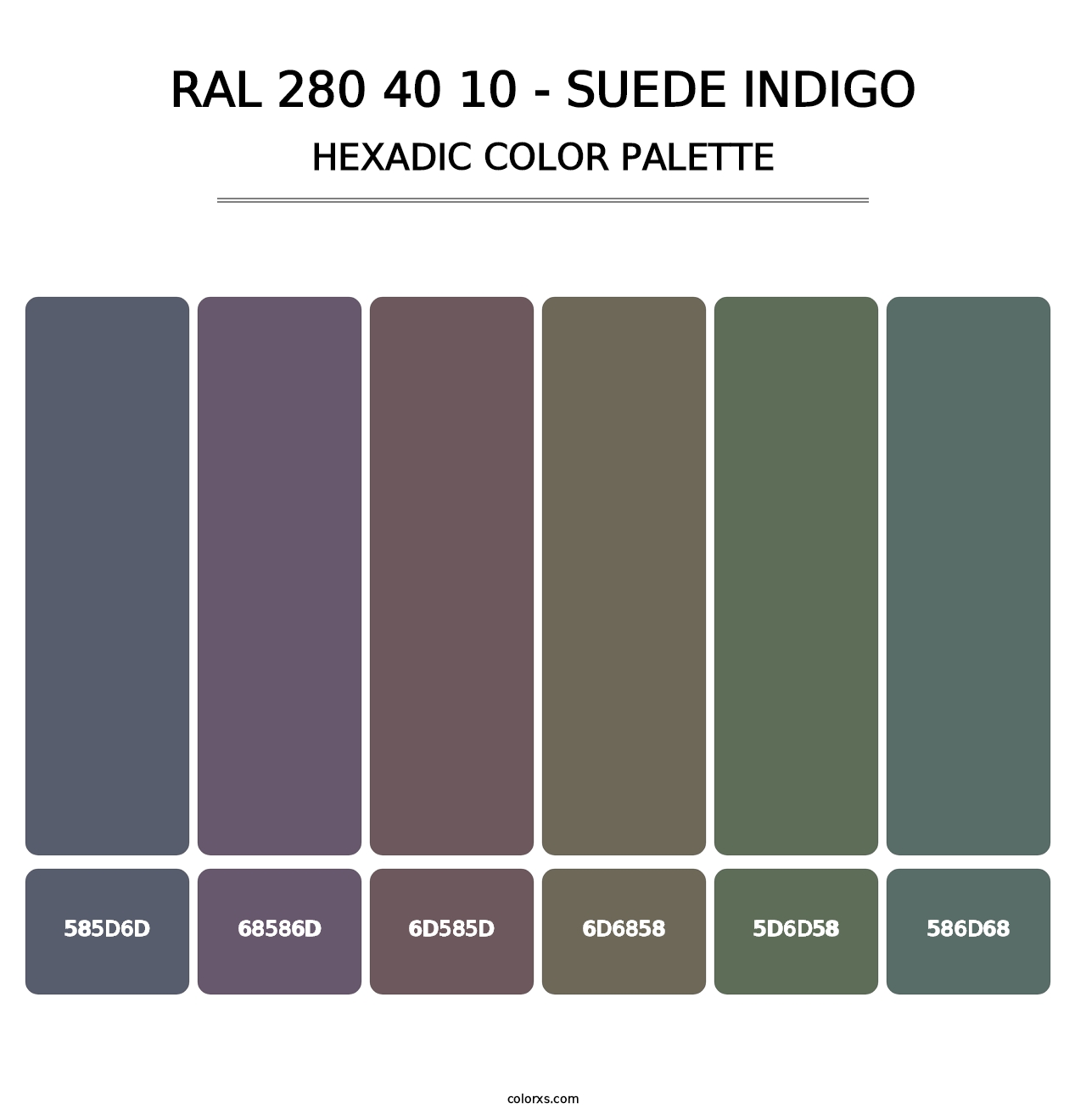 RAL 280 40 10 - Suede Indigo - Hexadic Color Palette