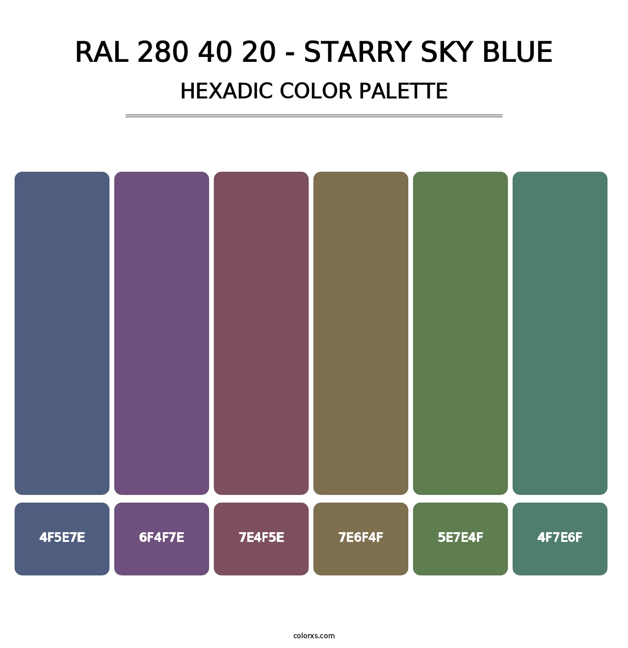 RAL 280 40 20 - Starry Sky Blue - Hexadic Color Palette
