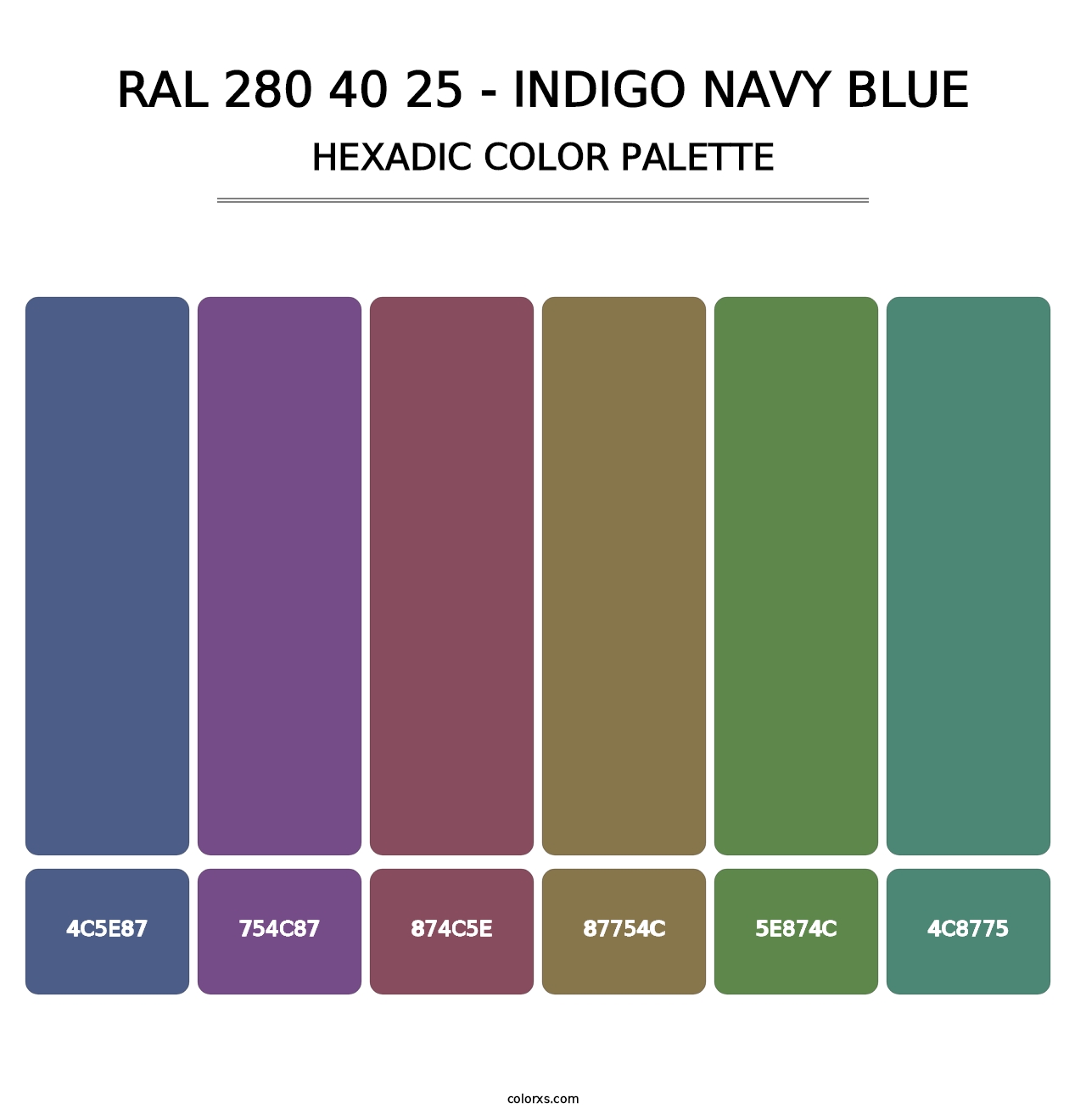 RAL 280 40 25 - Indigo Navy Blue - Hexadic Color Palette