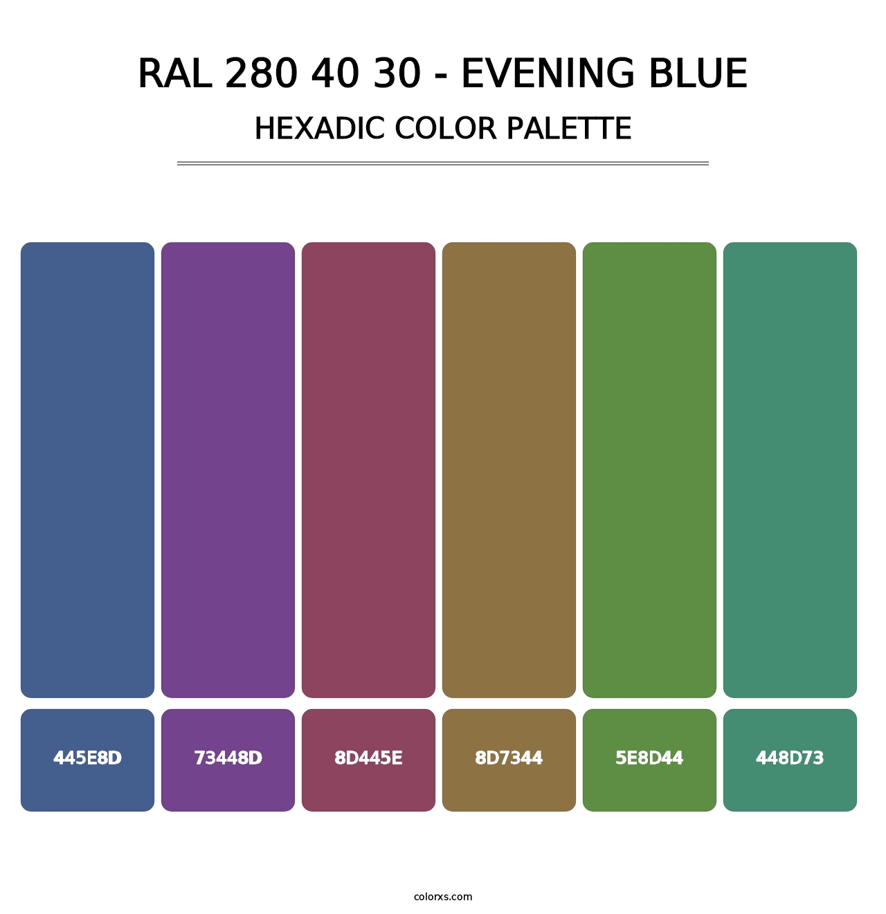 RAL 280 40 30 - Evening Blue - Hexadic Color Palette