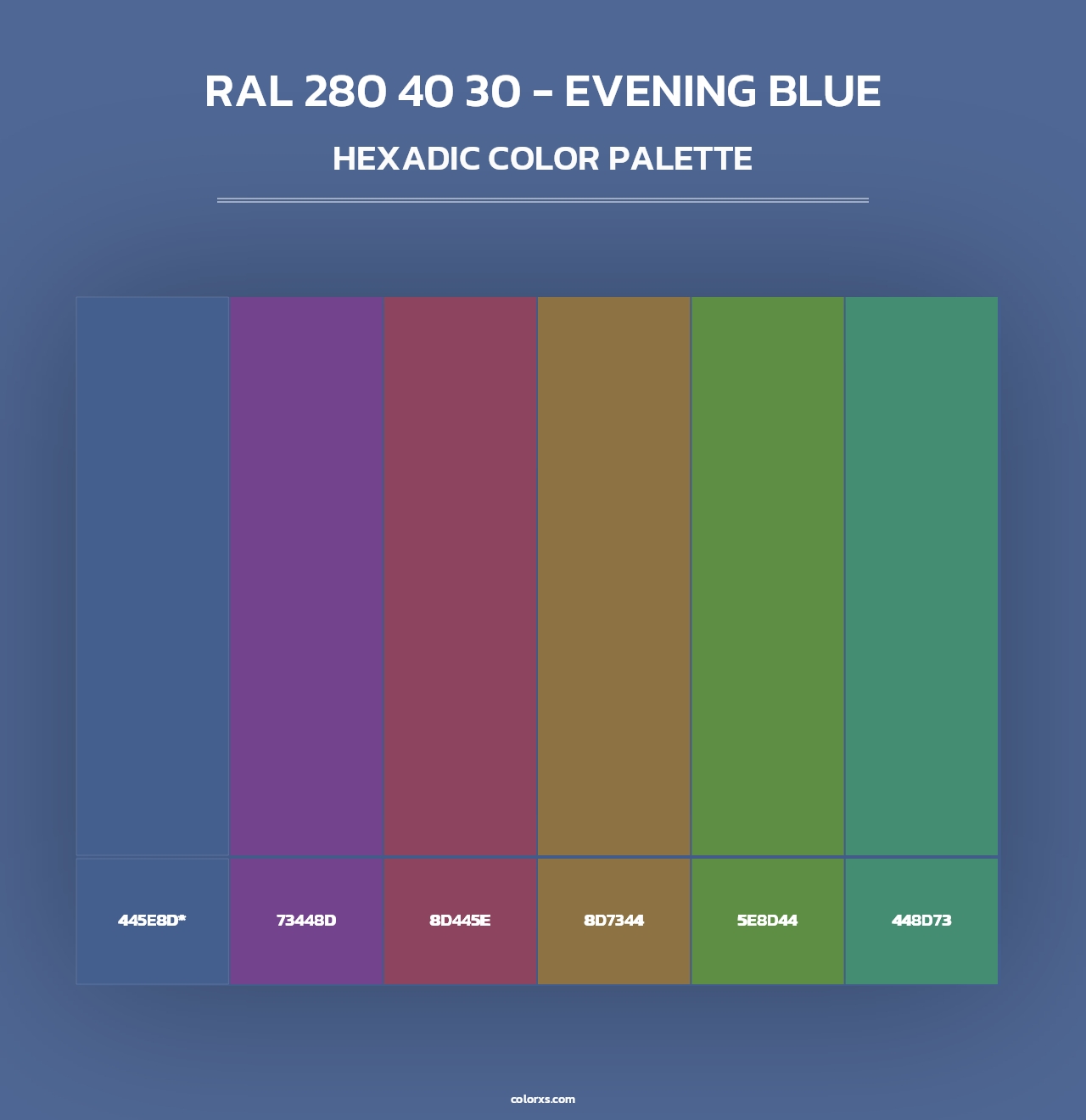 RAL 280 40 30 - Evening Blue - Hexadic Color Palette