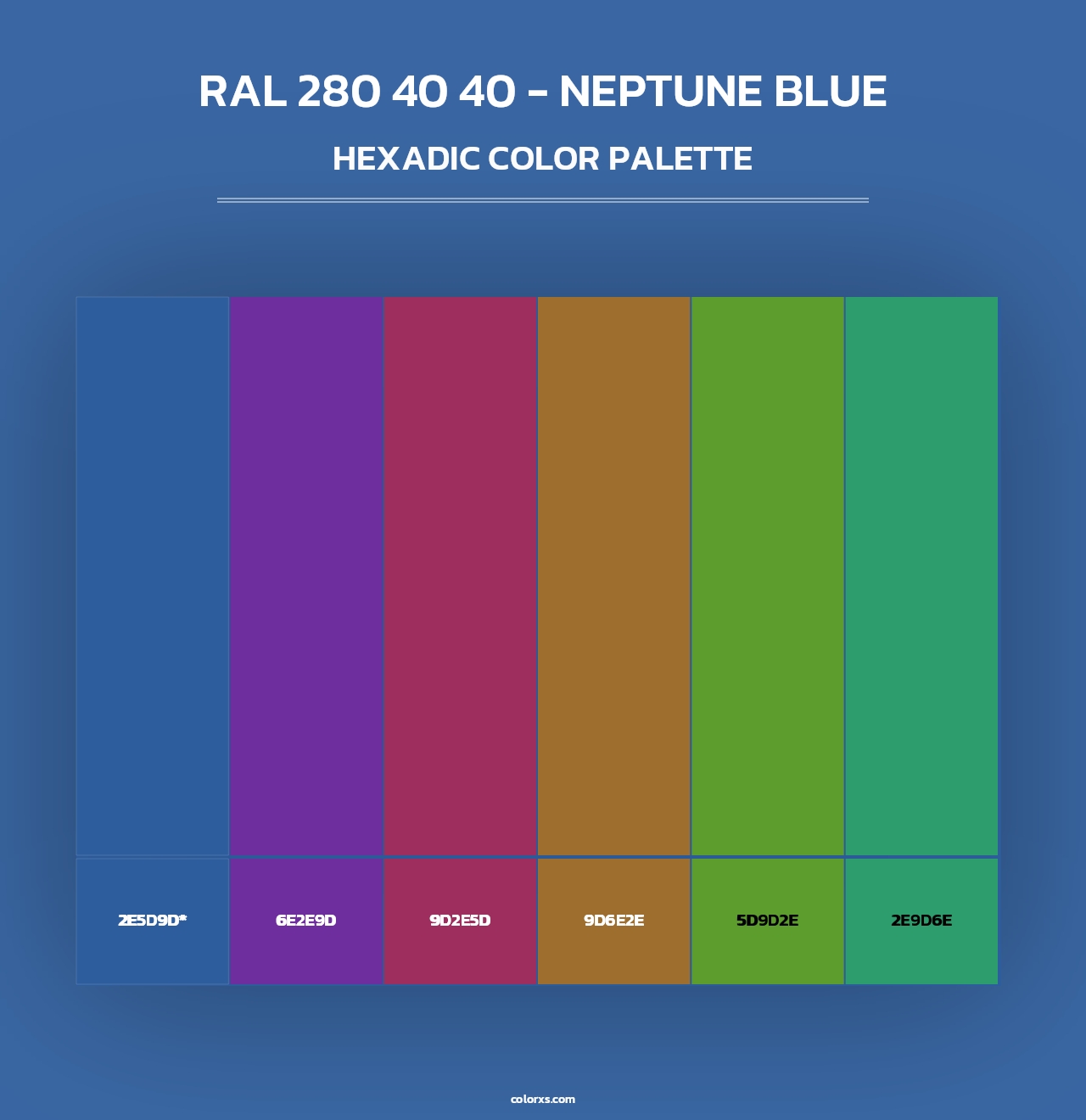 RAL 280 40 40 - Neptune Blue - Hexadic Color Palette