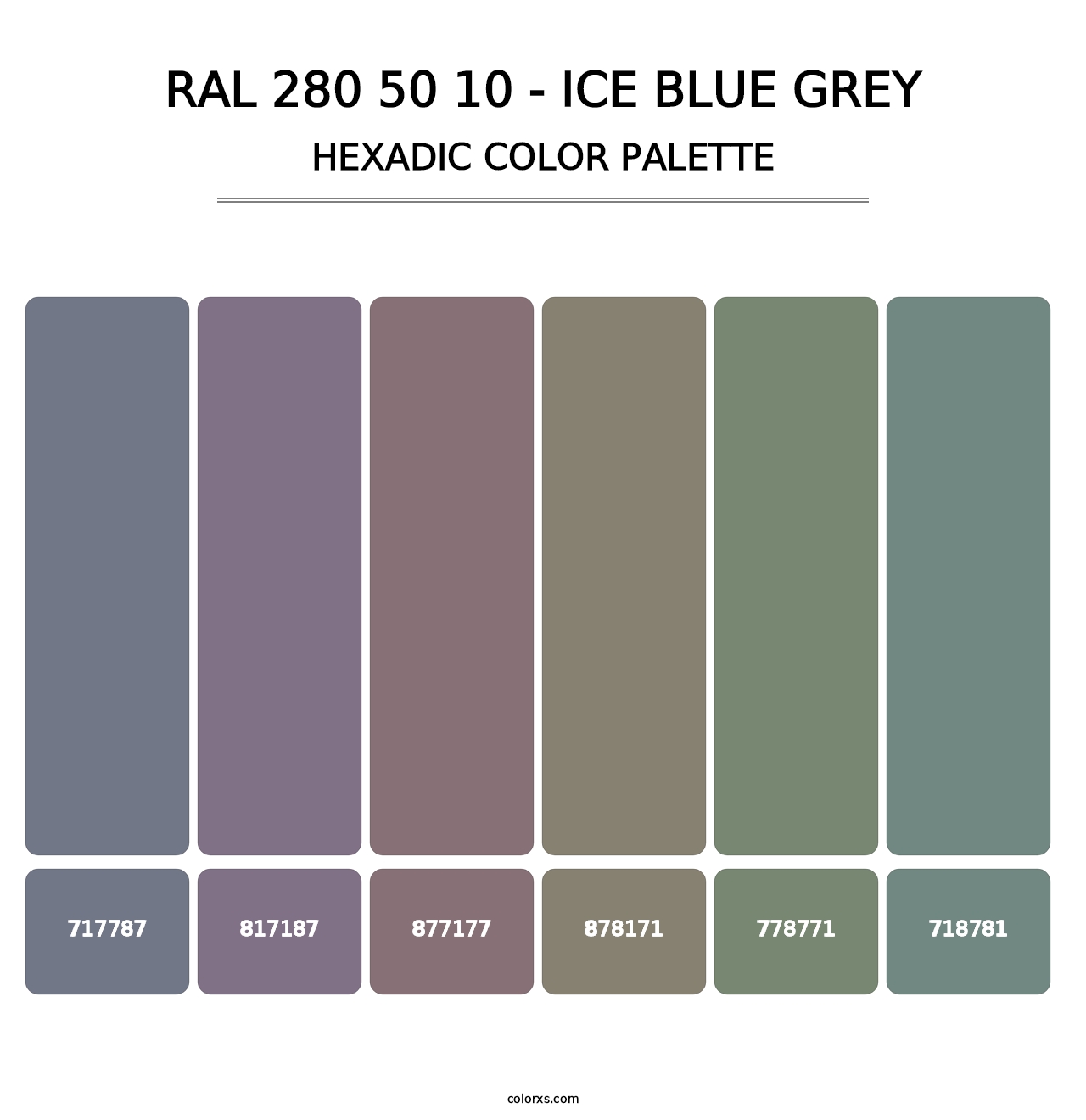 RAL 280 50 10 - Ice Blue Grey - Hexadic Color Palette