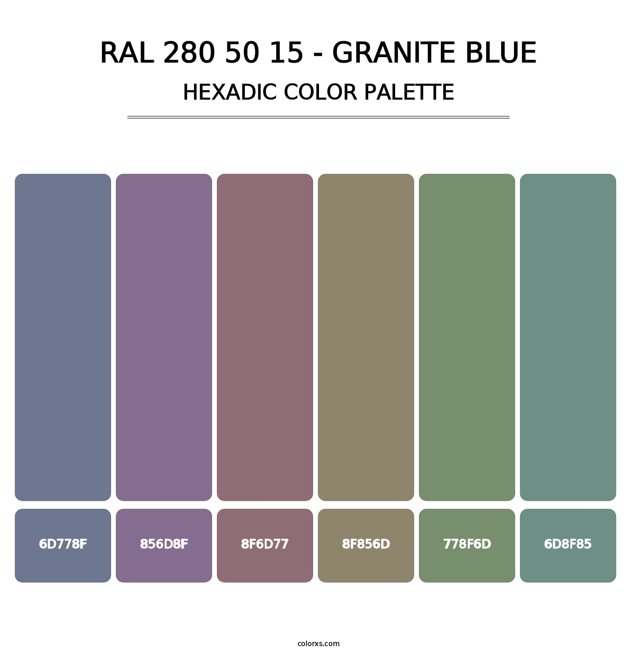 RAL 280 50 15 - Granite Blue - Hexadic Color Palette