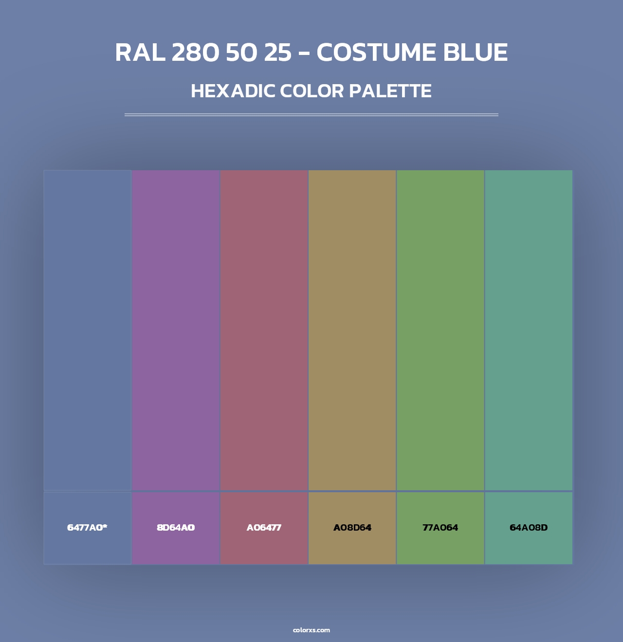 RAL 280 50 25 - Costume Blue - Hexadic Color Palette