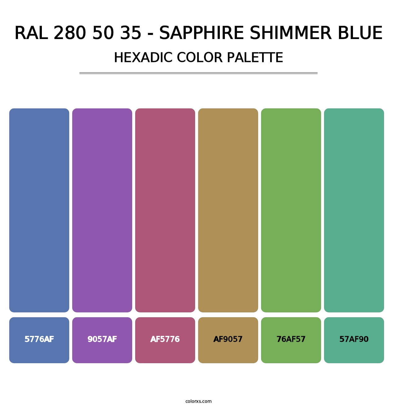 RAL 280 50 35 - Sapphire Shimmer Blue - Hexadic Color Palette